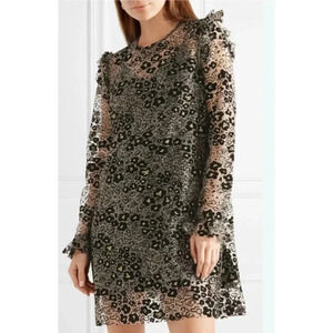 Opening Ceremony Glittered Flocked Corded Lace Mini Dress Size 4